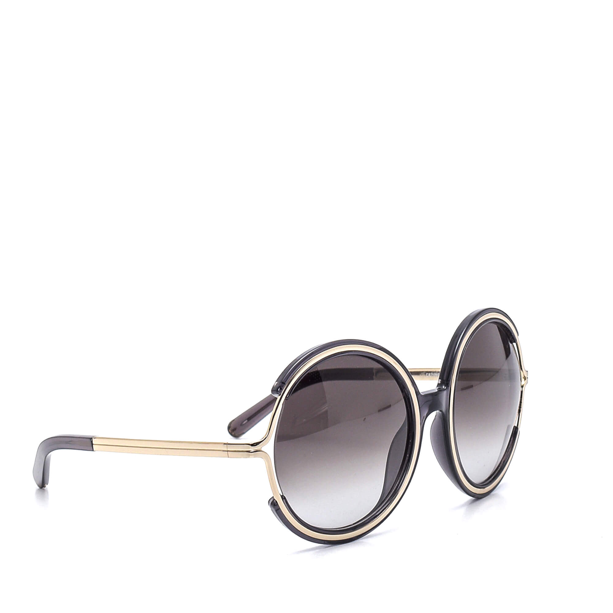 Chloe - Black & Silver Round Oversize Sunglasses